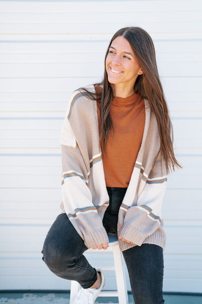Evelyn Color Block Striped Cardigan