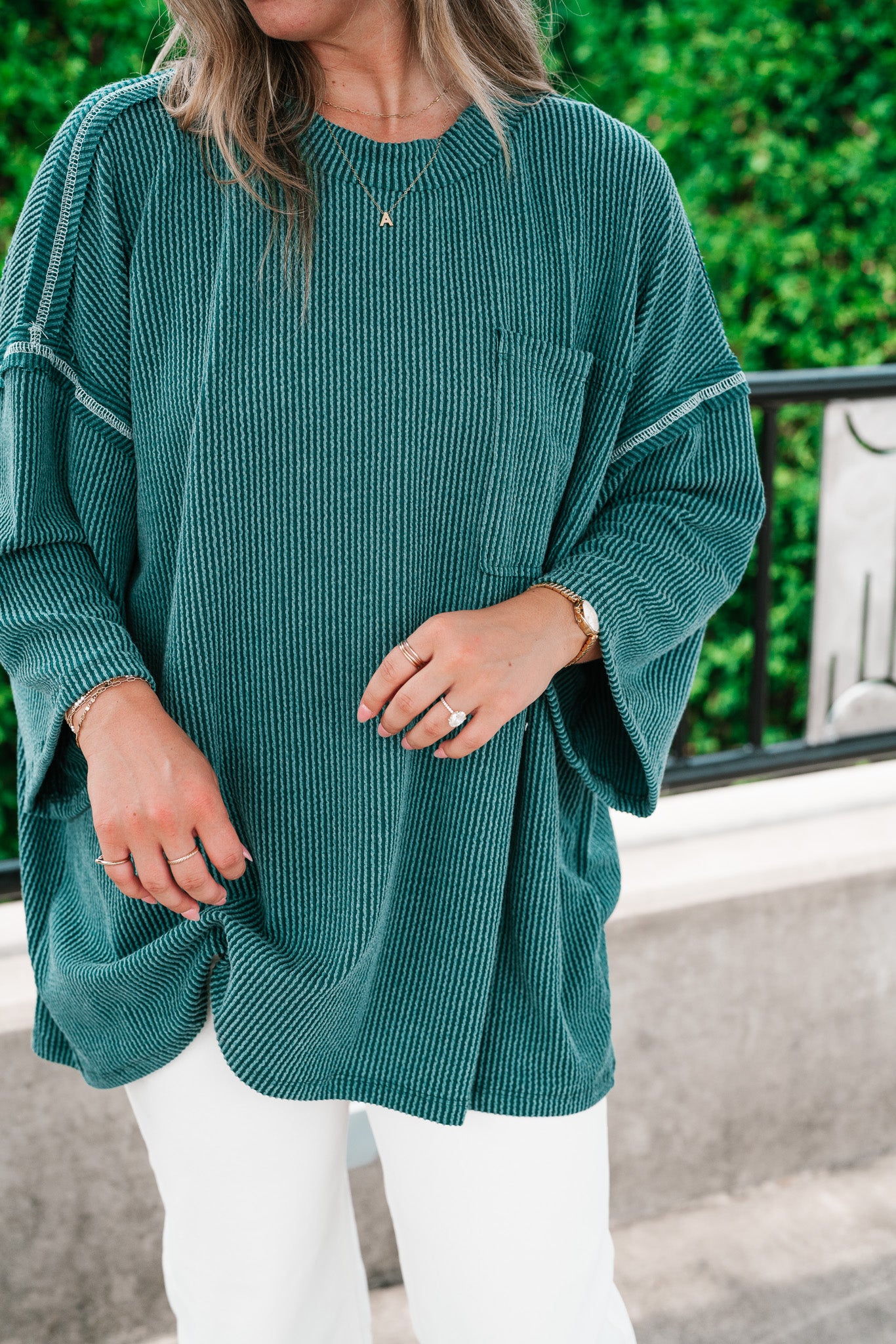 Forever Ideal Ribbed Top - Hunter Green