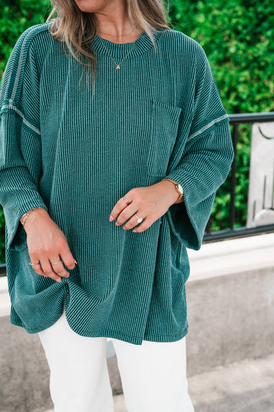 Forever Ideal Ribbed Top - Hunter Green