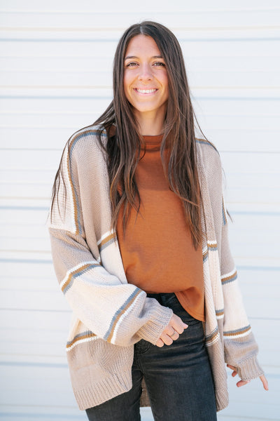 Evelyn Color Block Striped Cardigan