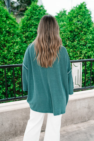 Forever Ideal Ribbed Top - Hunter Green