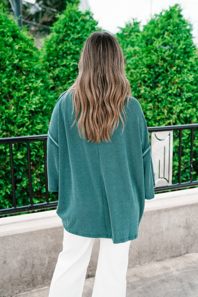 Forever Ideal Ribbed Top - Hunter Green