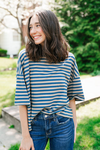 Early Start Striped Tee - Tan