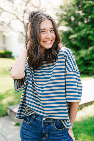 Early Start Striped Tee - Tan