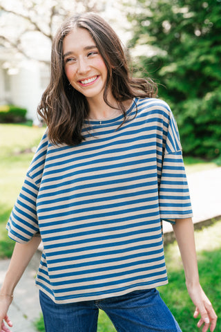 Early Start Striped Tee - Tan