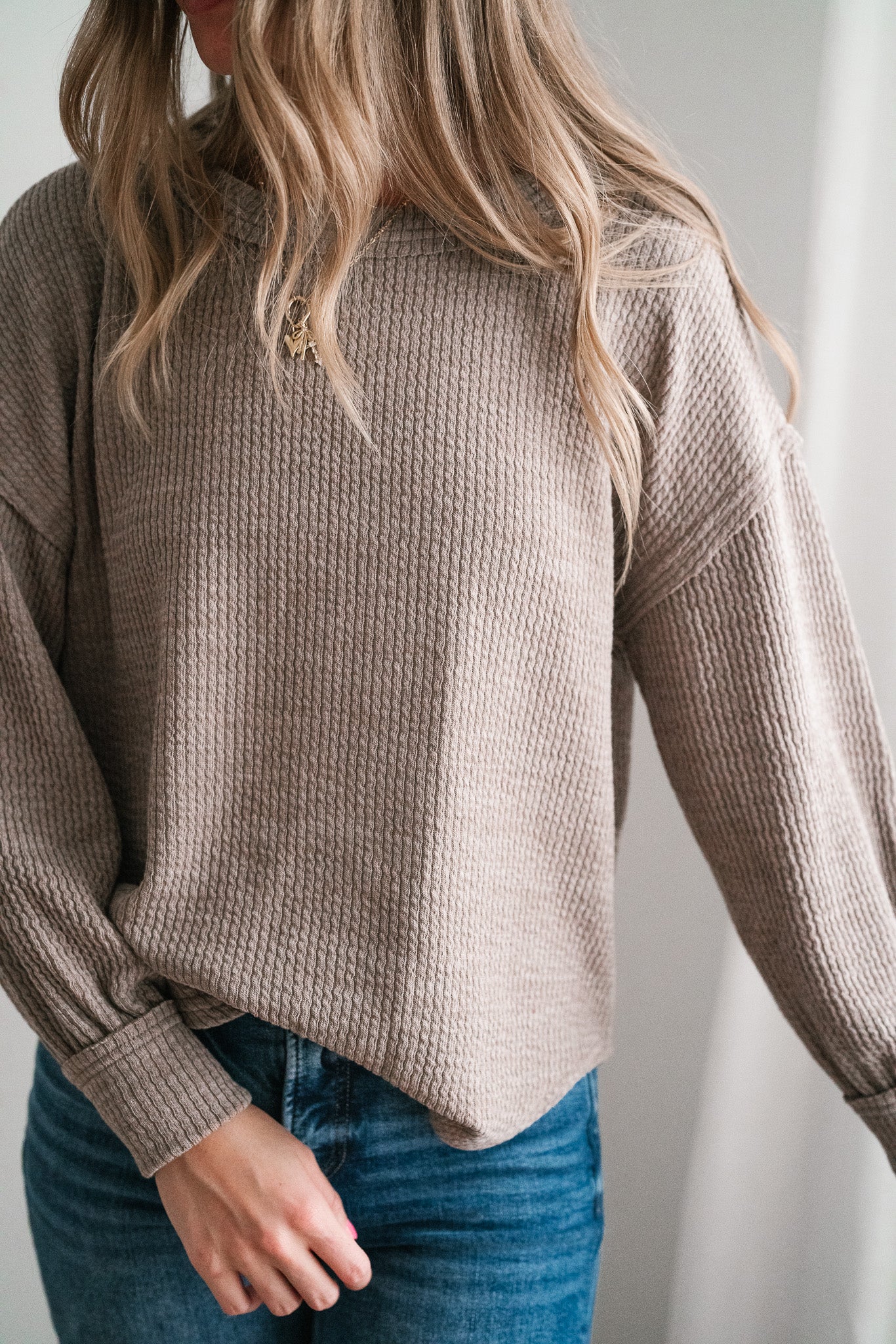 Simply Essential Ribbed Long Sleeve Top - Light Mocha