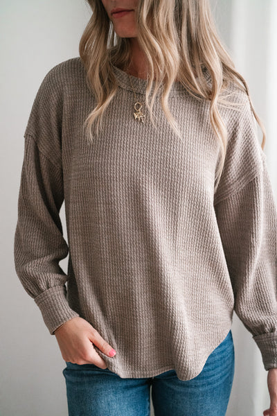 Simply Essential Ribbed Long Sleeve Top - Light Mocha