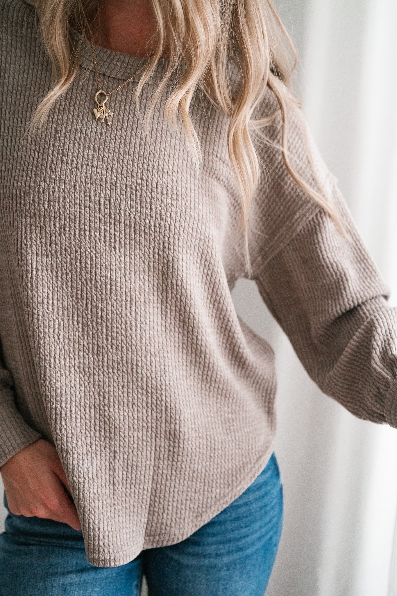 Simply Essential Ribbed Long Sleeve Top - Light Mocha