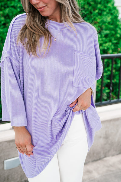 Forever Ideal Ribbed Top - Lavender