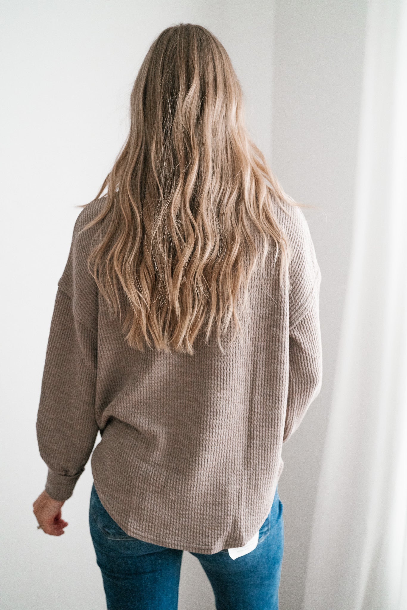 Simply Essential Ribbed Long Sleeve Top - Light Mocha