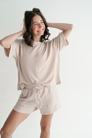 Hazelwood Lounge Top - White Sand