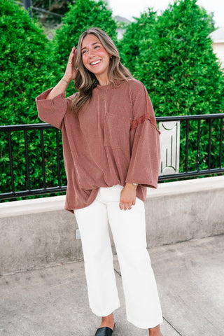 Forever Ideal Ribbed Top - Rust