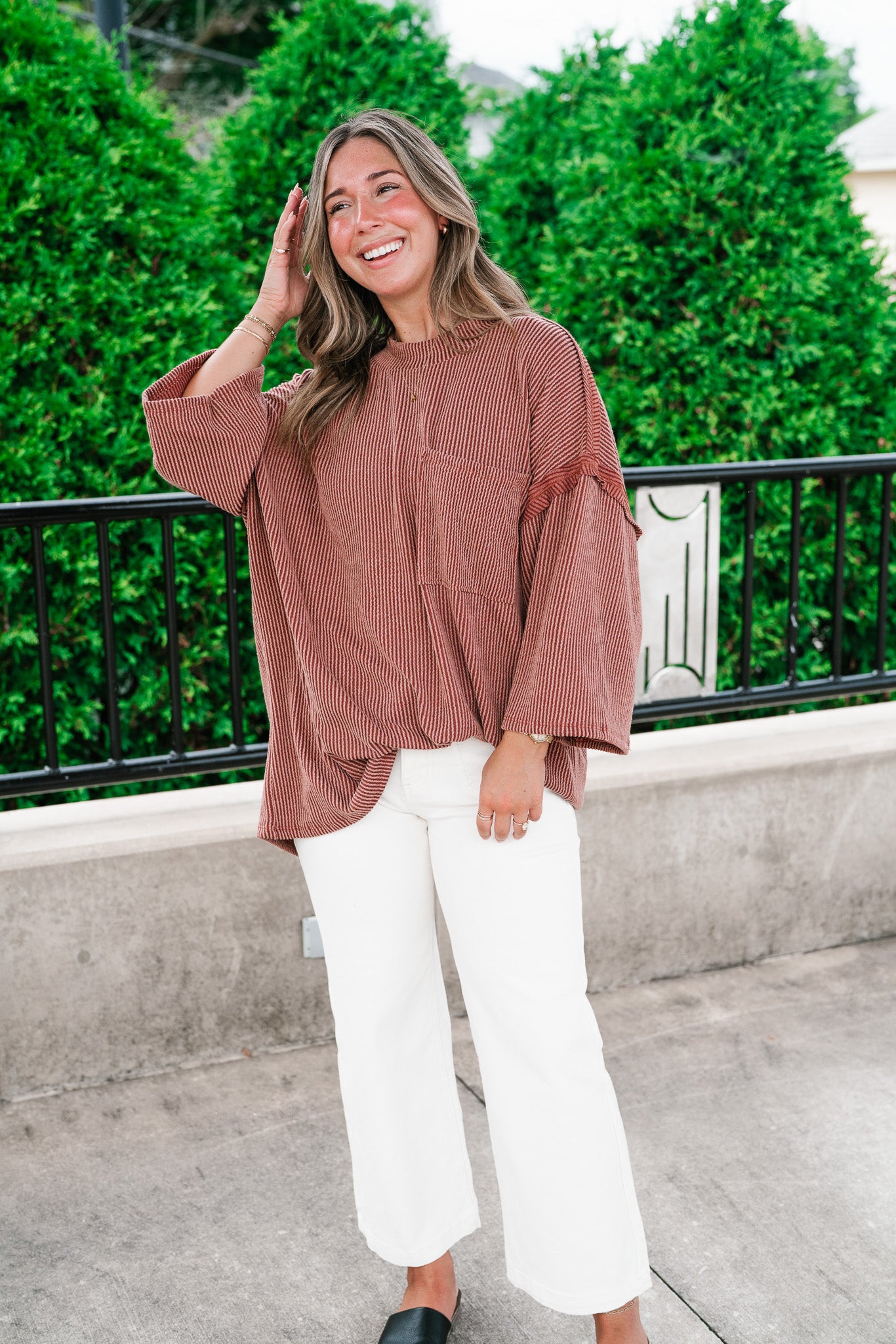 Forever Ideal Ribbed Top - Rust