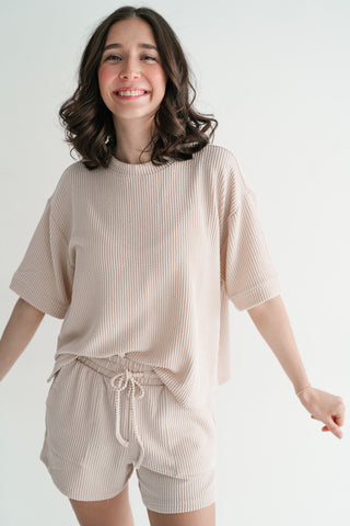 Hazelwood Lounge Top - White Sand