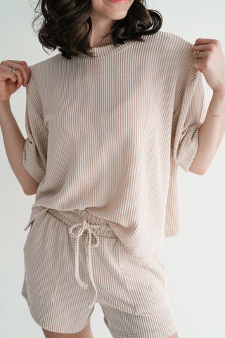 Hazelwood Lounge Top - White Sand