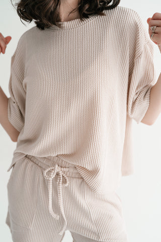 Hazelwood Lounge Top - White Sand