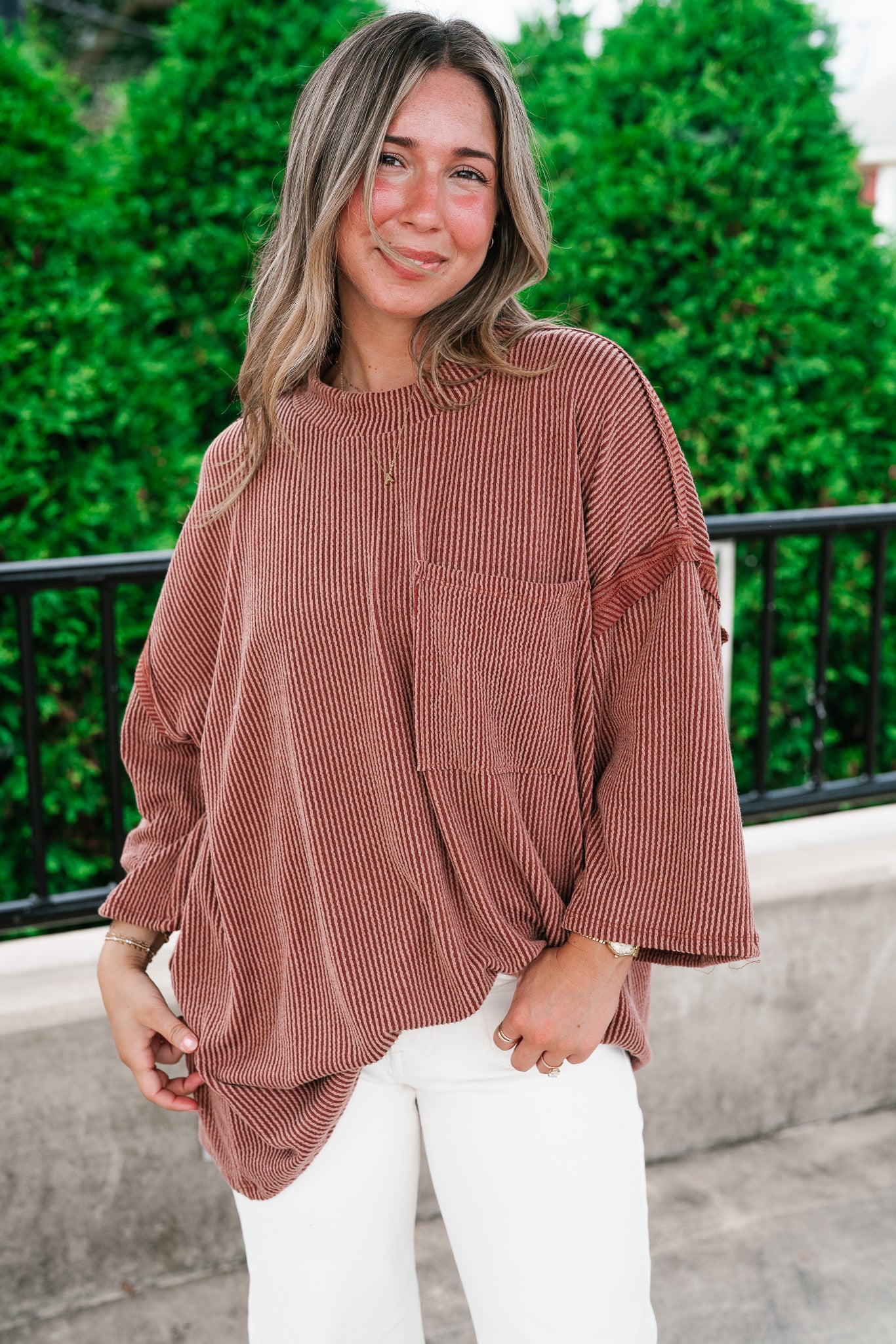Forever Ideal Ribbed Top - Rust