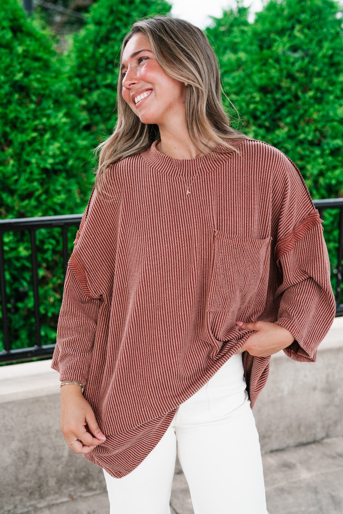 Forever Ideal Ribbed Top - Rust