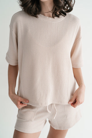 Hazelwood Lounge Top - White Sand