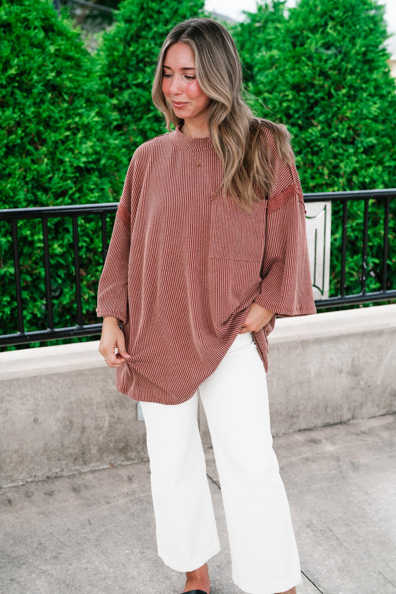 Forever Ideal Ribbed Top - Rust