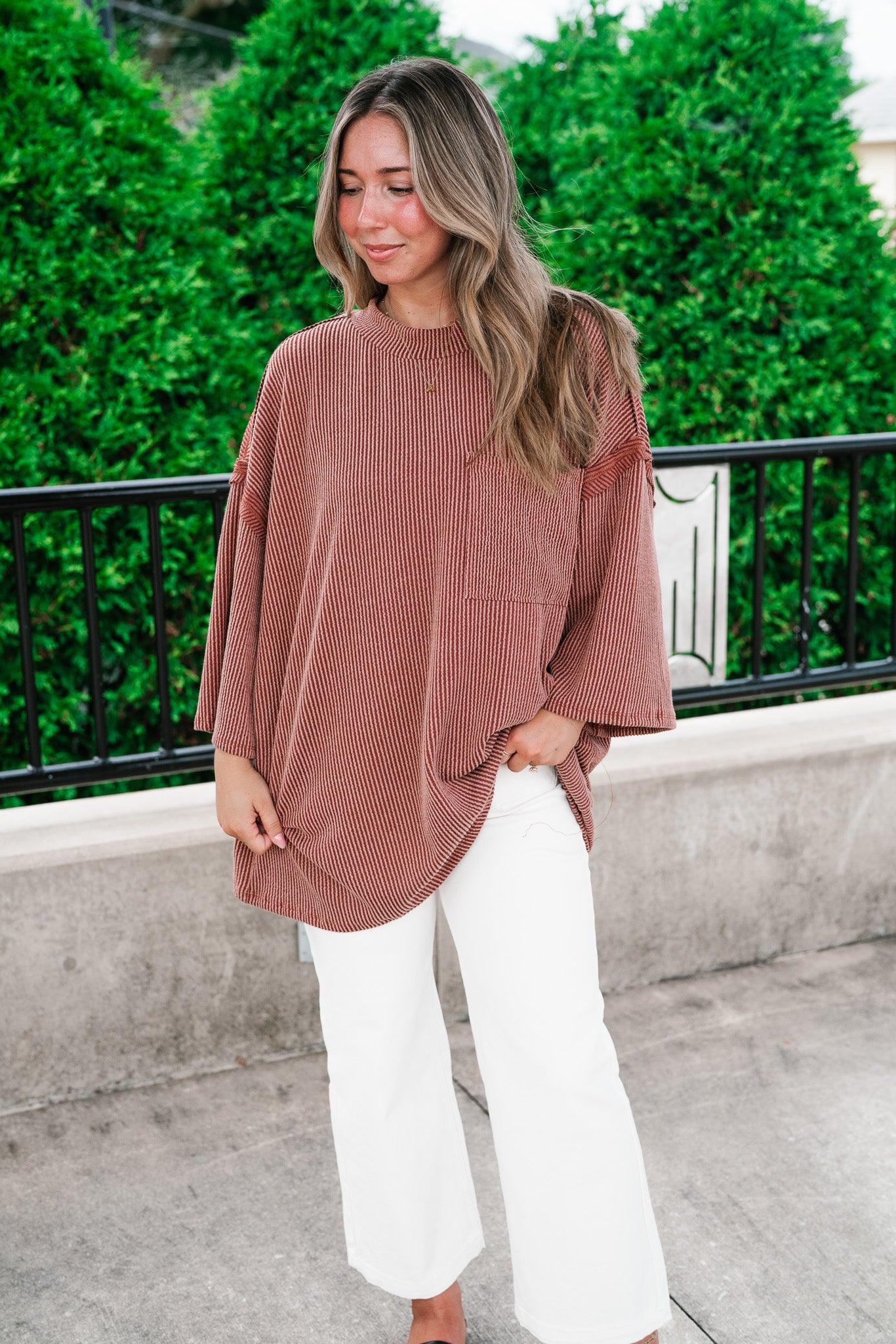 Forever Ideal Ribbed Top - Rust