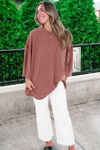 Forever Ideal Ribbed Top - Rust