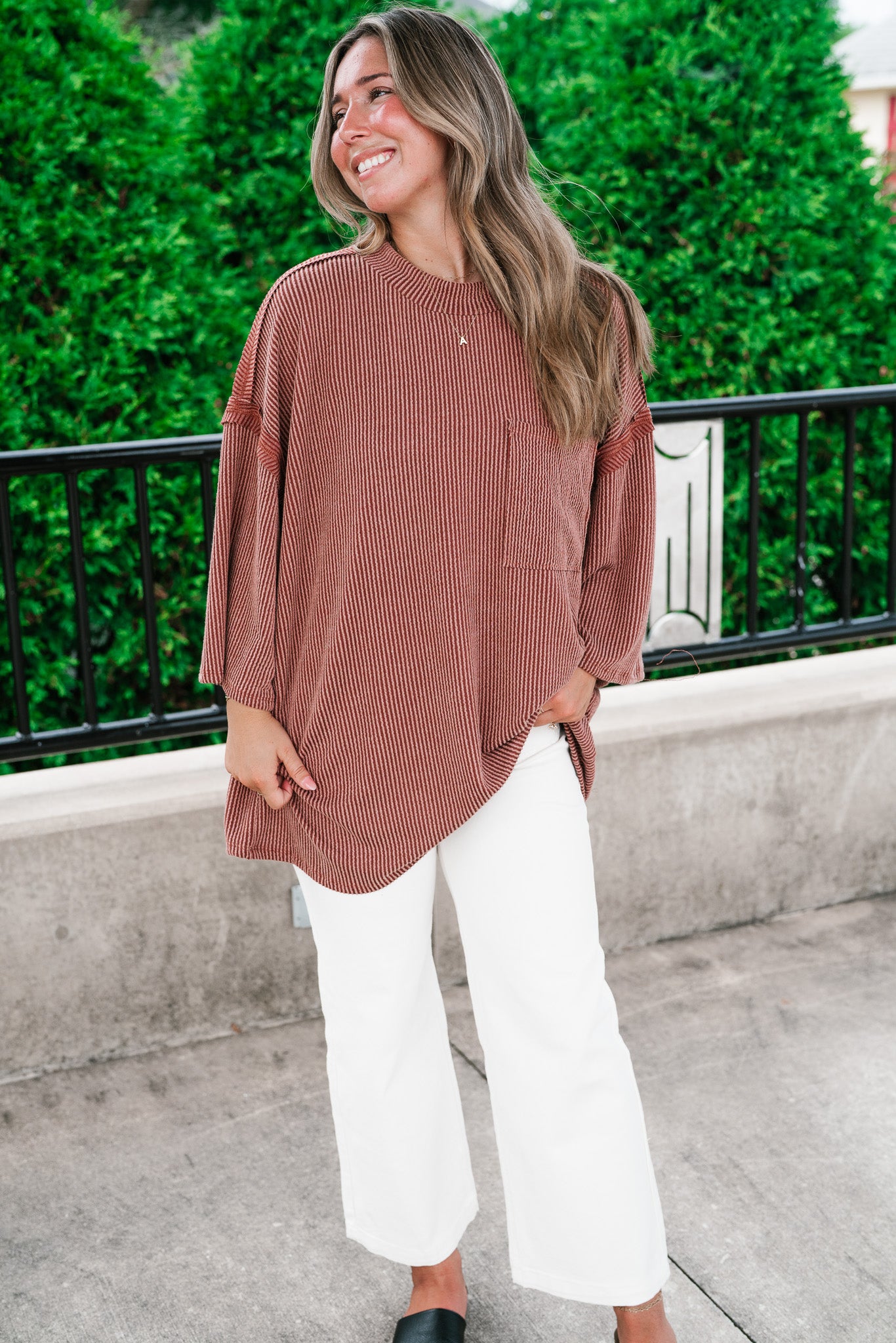 Forever Ideal Ribbed Top - Rust