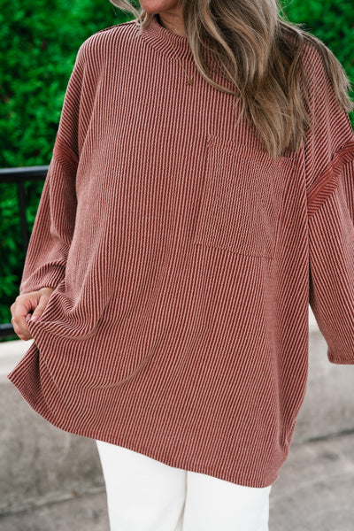 Forever Ideal Ribbed Top - Rust