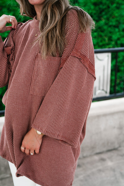 Forever Ideal Ribbed Top - Rust