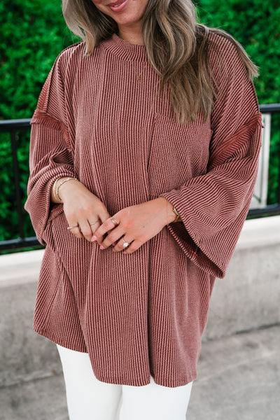 Forever Ideal Ribbed Top - Rust