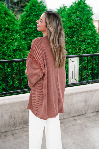 Forever Ideal Ribbed Top - Rust