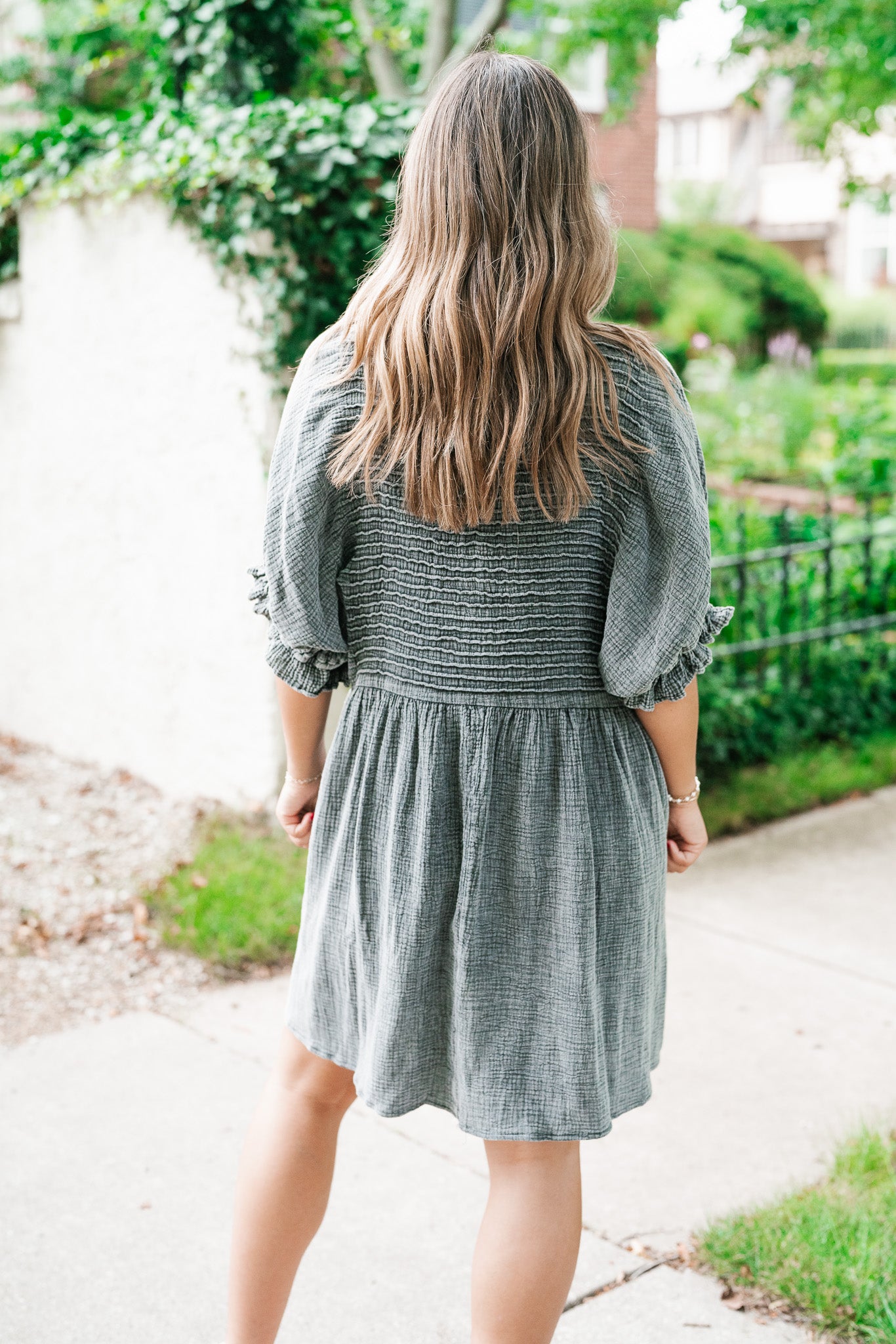 Stay Awhile Textured Mini Dress - Black