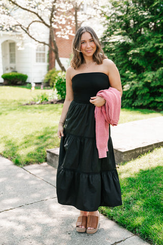Moonlit Shore Strapless Midi Dress