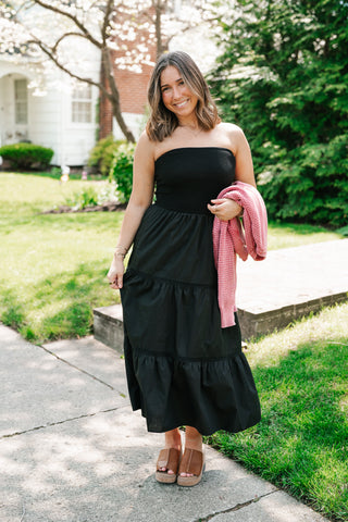 Moonlit Shore Strapless Midi Dress