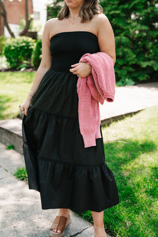 Moonlit Shore Strapless Midi Dress