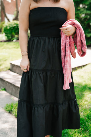 Moonlit Shore Strapless Midi Dress
