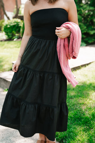 Moonlit Shore Strapless Midi Dress