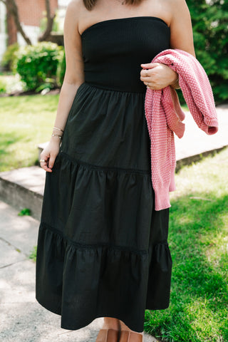 Moonlit Shore Strapless Midi Dress