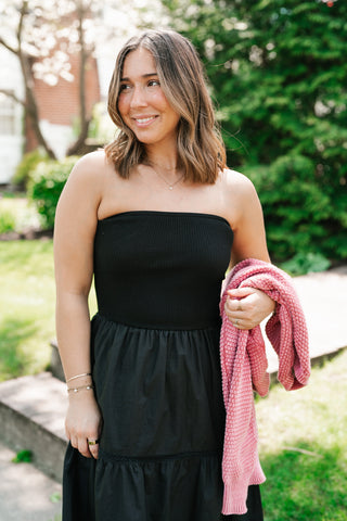 Moonlit Shore Strapless Midi Dress