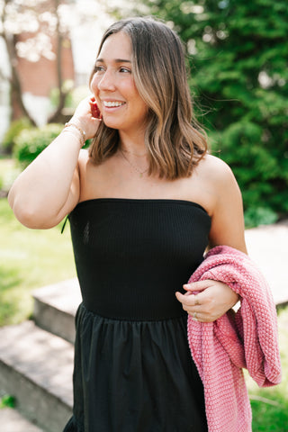 Moonlit Shore Strapless Midi Dress