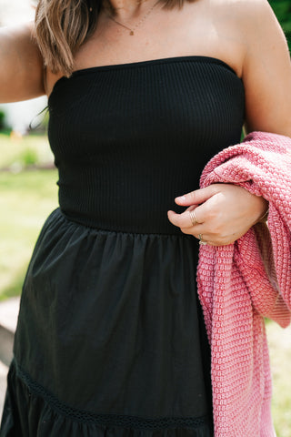 Moonlit Shore Strapless Midi Dress