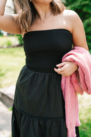 Moonlit Shore Strapless Midi Dress