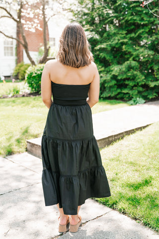 Moonlit Shore Strapless Midi Dress