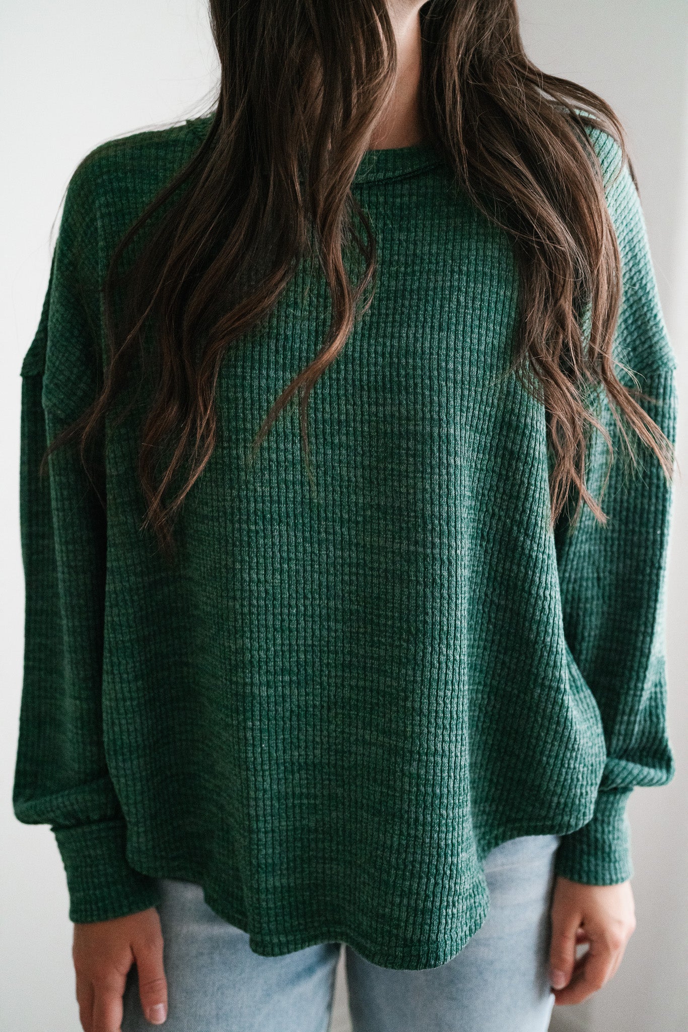 Simply Essential Ribbed Long Sleeve Top - Forest Green