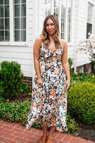 Siesta Sands Floral Tie Front Midi Dress