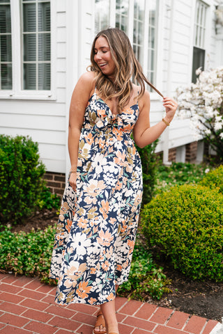 Siesta Sands Floral Tie Front Midi Dress