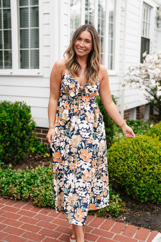 Siesta Sands Floral Tie Front Midi Dress