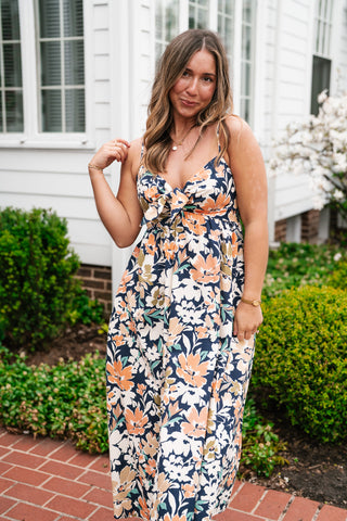 Siesta Sands Floral Tie Front Midi Dress