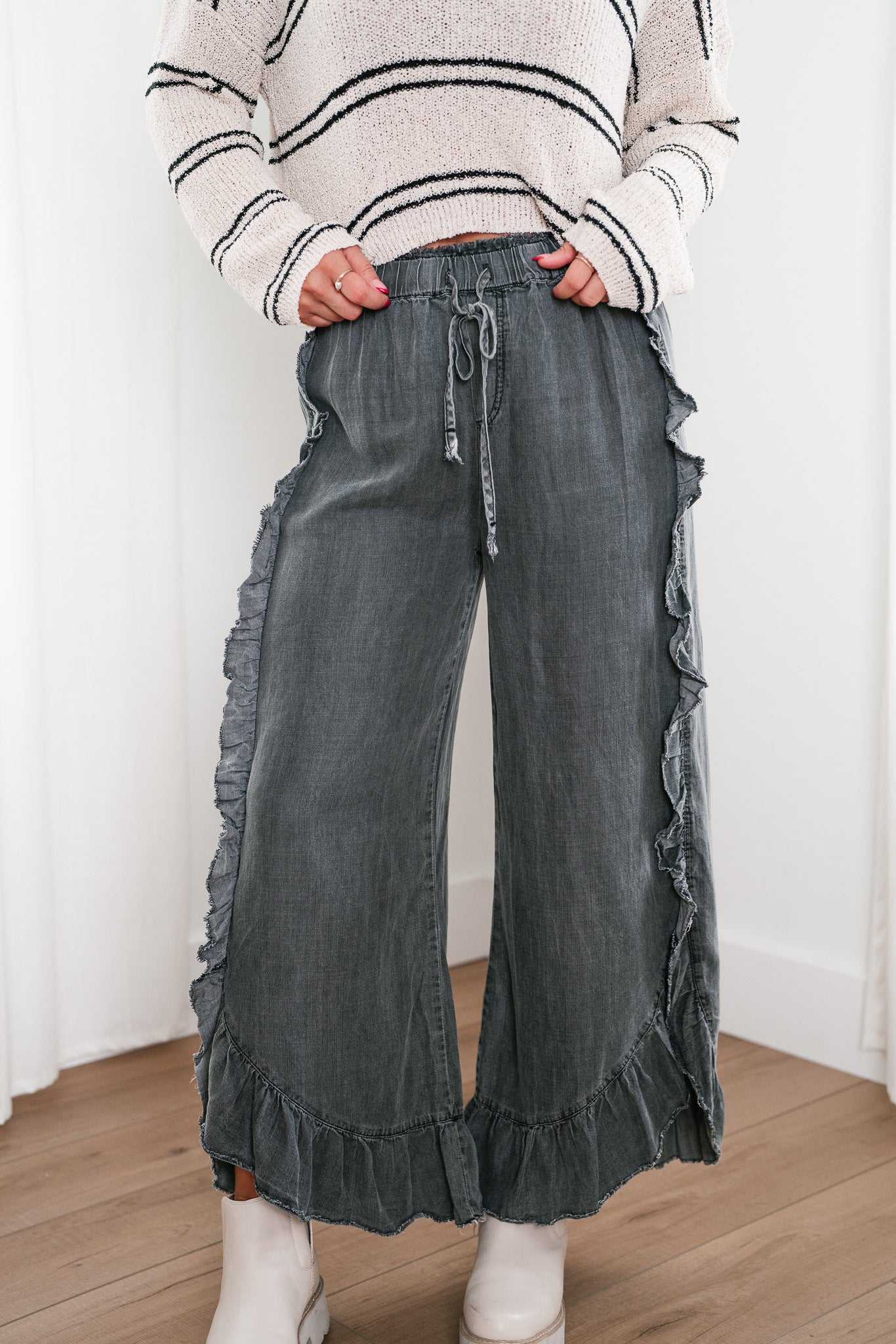 Ruffle Runway Wide-Leg Pant