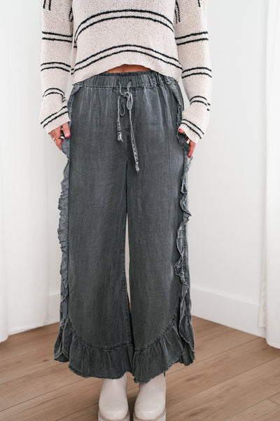 Ruffle Runway Wide-Leg Pant